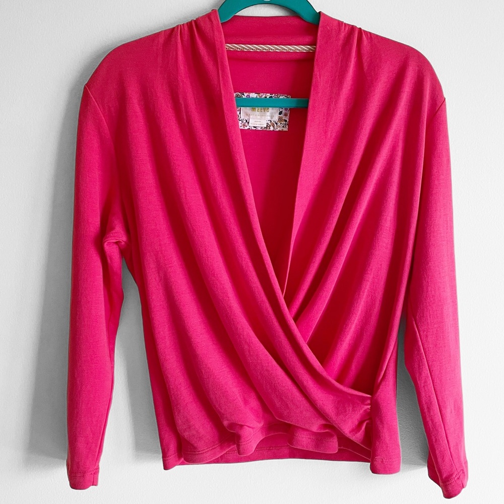 Anthropologie Maeve Faux Wrap Top Long Sleeve